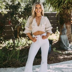 These Three Boutique - Back Lace Up Polka Dot Top - Small